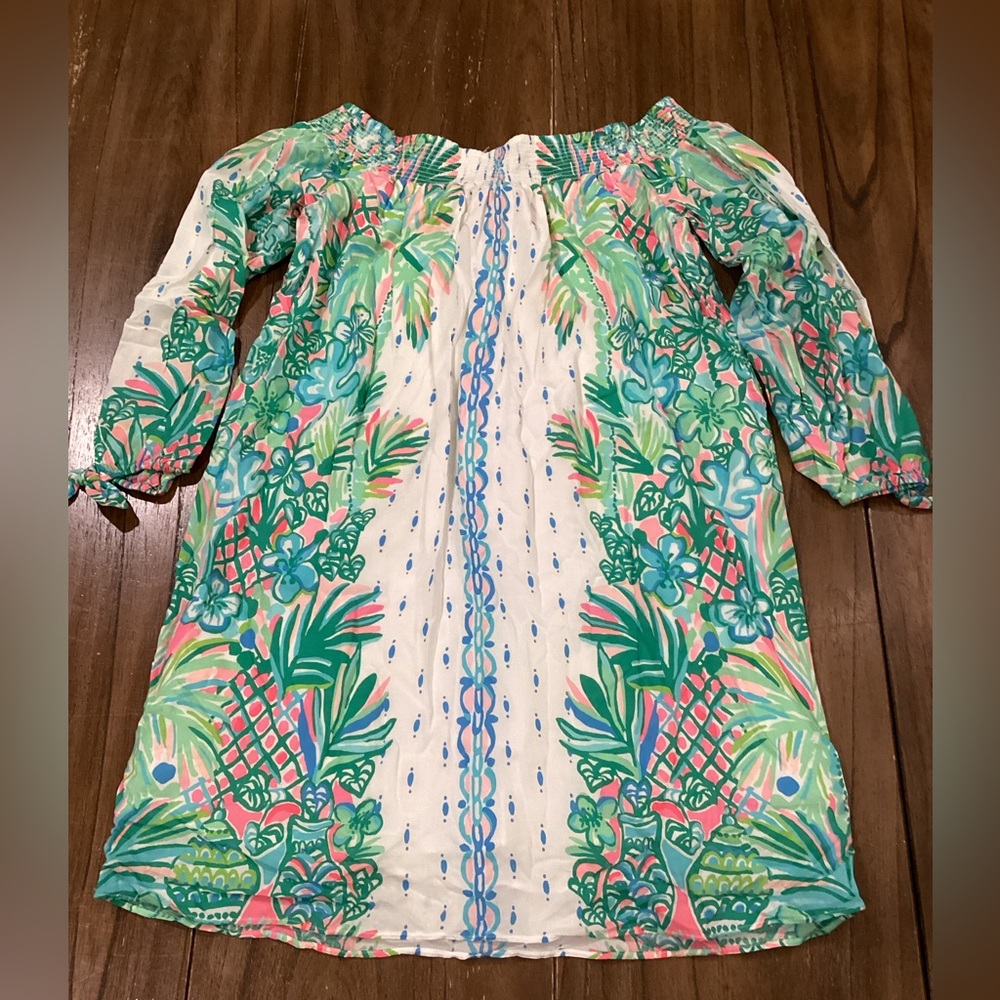 Lilly Pulitzer Resort White Maryellen Coconut Row Off The Shoulder mini Dress S - Picture 2 of 9